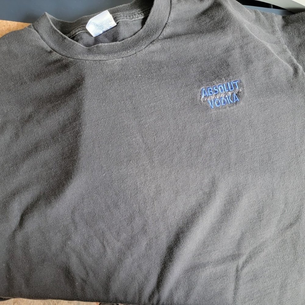 Black Embroidered Absolute Vodka T-Shirt